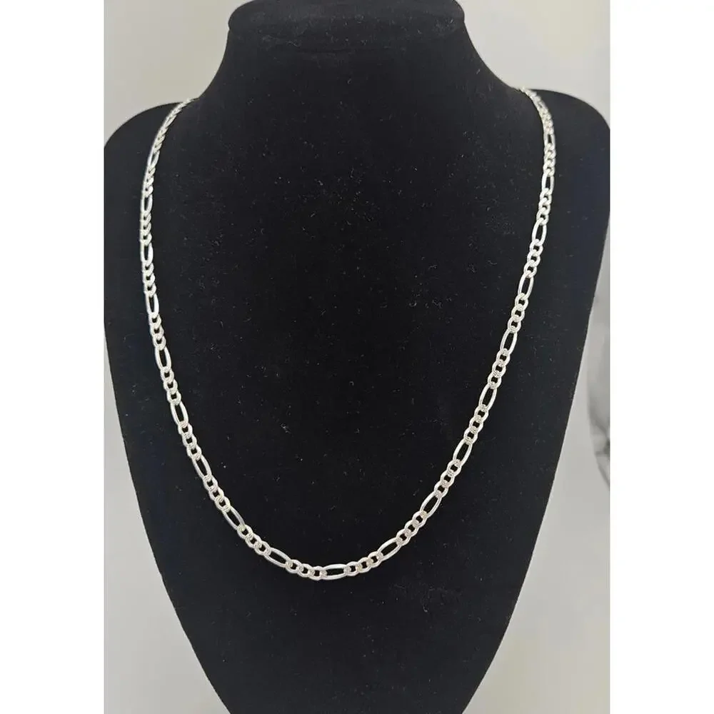 20in Sterling Silver 3.7mm Diamond Cut Figaro Necklace Chain - Picture 3 of 12